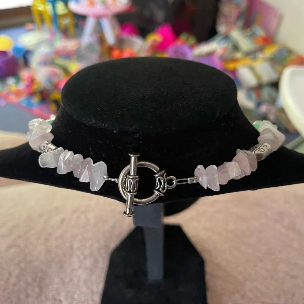Rose quartz and Aventurine Stone Necklace